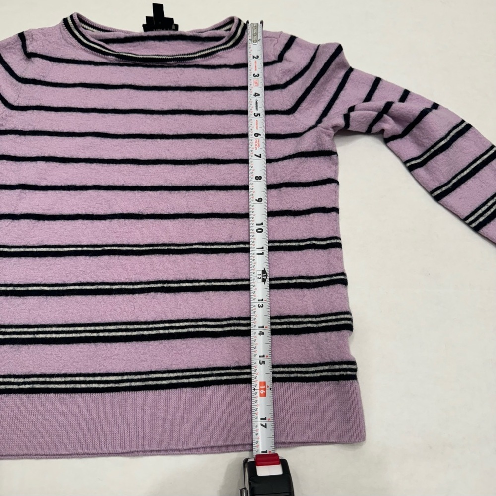 Talbots Purple and Black Striped Pure Merino Wool Sweater Size Medium - Picture 4 of 5